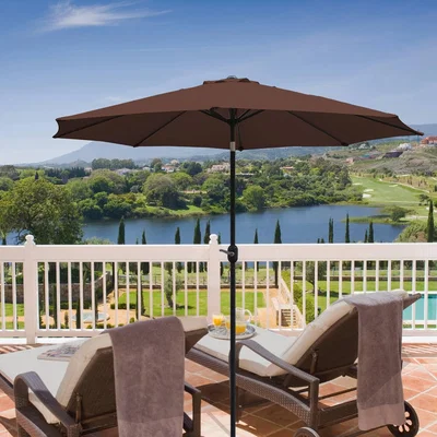 The Range BIRCHTREE 3M Garden Parasol Tilt Crank Umbrella - Coffee