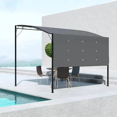 The Range 3 x 2.5m Patio Metal Gazebo Door Window Awning Wall Mount Canopy  - Grey