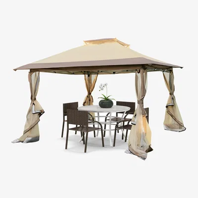 The Range Pop up Gazebo Instant Gazebo Tent  - Brown