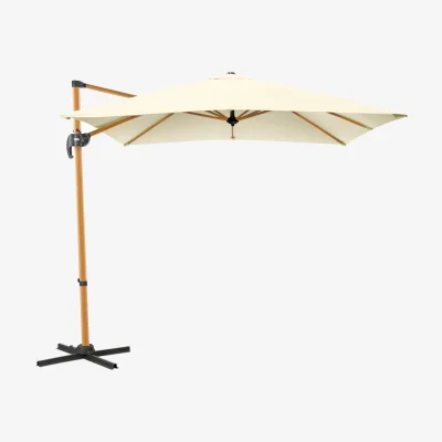 The Range Christow Roma Wood-Effect Cantilever Parasol - 2.5m - Cream