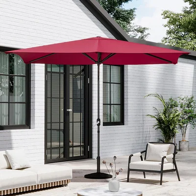 The Range Rectangular Parasol with Resin Base - Wine Red / 19.6kg
