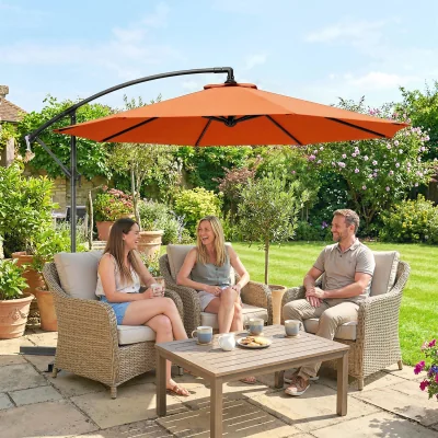 The Range Outsunny 3(m) Garden Cantilever Parasol Banana Umbrella - Orange