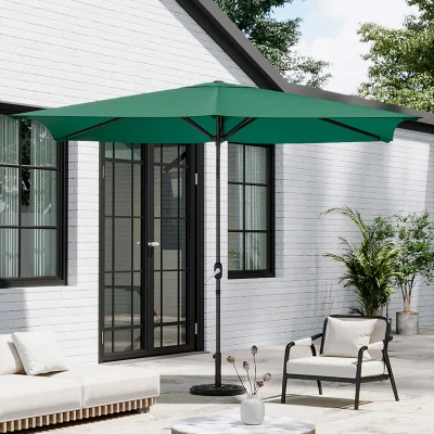 The Range Rectangular Parasol with Cement Base - Dark Green