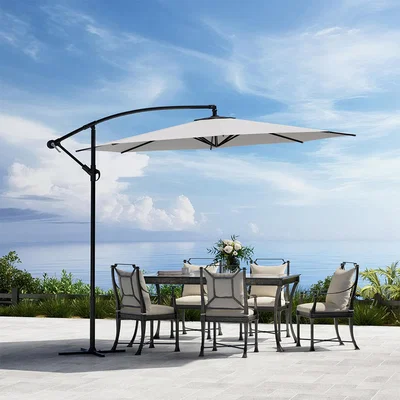The Range 3M Cantilever Patio Parasol with Cross Base - Light Grey