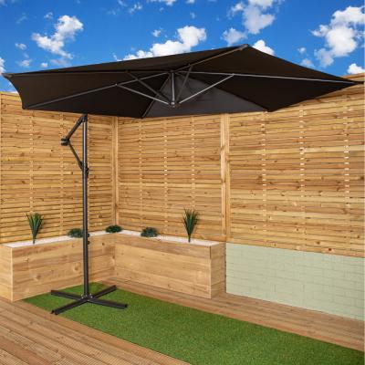 The Range 3m Cantilever Parasol in Black with Crank Handle - Black