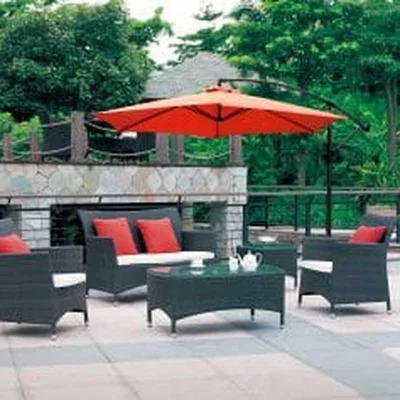 The Range Ross James Luxury Garden Furniture Parasol with Base Weights - Red
