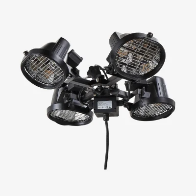 The Range Parasol Outdoor Patio Heater Halogen 4 Lamp - Black