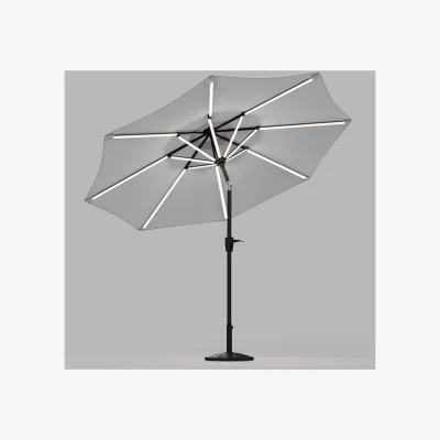The Range Lifeideas Solar LED Tubes Parasol with Base Style B - Light Grey