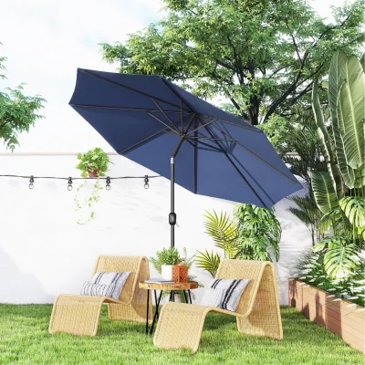 The Range Outsunny Patio Steel Umbrella Garden With Tilt and Crank - Navy blue