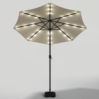 The Range Lifeideas Solar 24 LED Parasol with Fillable Base - Beige