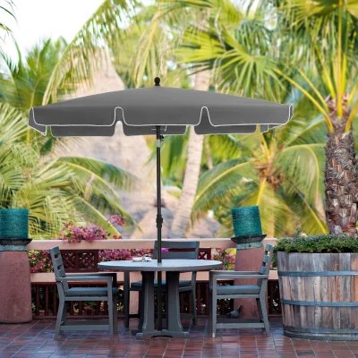 The Range Rectangular Balcony Parasol Umbrella with Adjustable Tilt Mechanism and Weather-Resistant Canopy - Grey