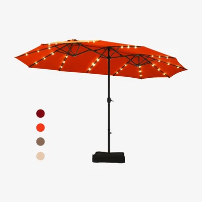 The Range Solar LED Patio Double-Sided Umbrella - Orange