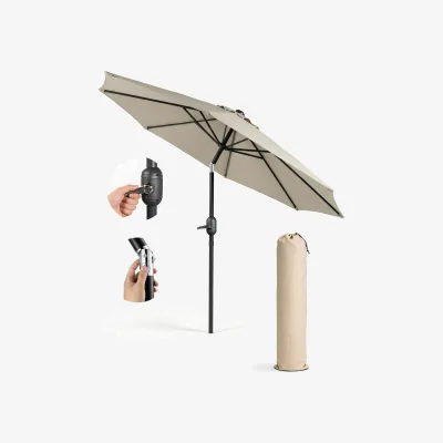 The Range Keplin 2.7M Tilting Parasol Umbrella – Crank & Tilt Sunshade with Protect Cover