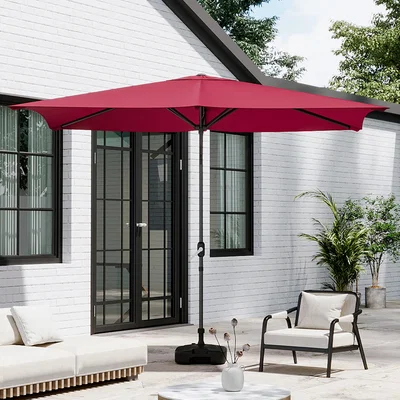 The Range Rectangular Parasol with Fillable Base - Wine Red