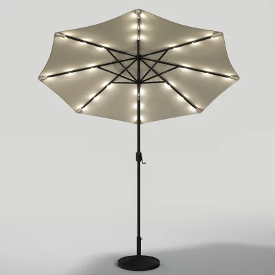 The Range Lifeideas Solar 24 LED Parasol with Flower Base - Beige