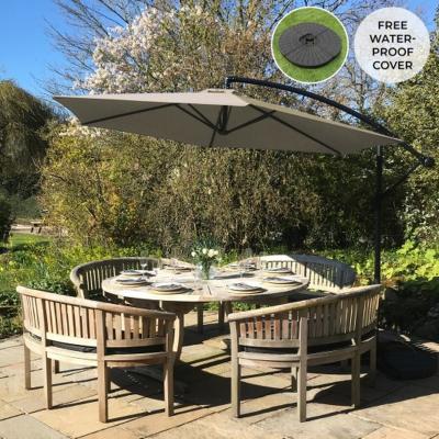 The Range Beige Cantilever Parasol and Fan Base - Neutral