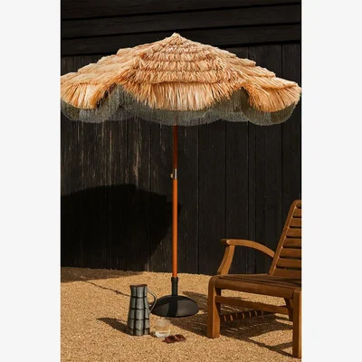Rockett St George HKLiving Raffia Fringed Garden Parasol