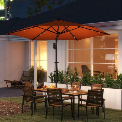 The Range Outsunny Cantilever Parasol Umbrella with Solar LED and Cover - Orange