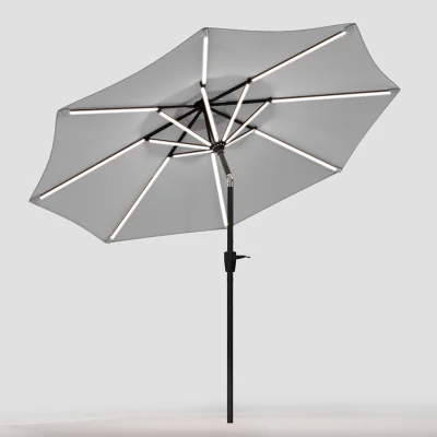 The Range Lifeideas Solar LED Tubes Garden Parasol - Light Grey
