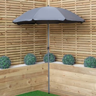 The Range 1.7m Outdoor Garden Patio Parasol Sun Shade in Grey - Grey
