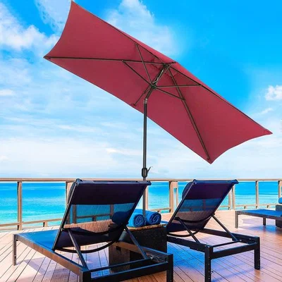 The Range 3M Rectangular Traditional Parasol - Wine Red