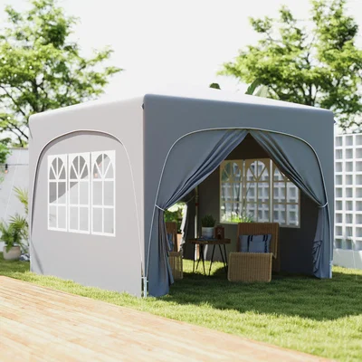 The Range Outsunny 3 x 3(m) Pop Up Gazebo with Sides, UPF50 - Light Grey