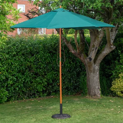 The Range Samuel Alexander 2.7m Outdoor Wooden Garden Parasol Sun Shade with Carry Bag in Green - Green