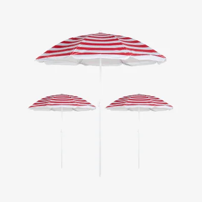The Range Beach Parasol Umbrella Tilting UPF 40 UV Resistant Set of 3 - Red