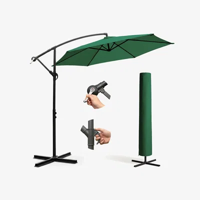 The Range 3M Cantilever Garden Parasol with Cover - Green