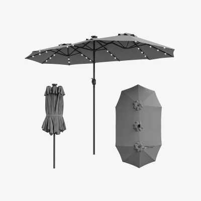 The Range Large Rectangle Market Umbrella with Crank Handle - Grey