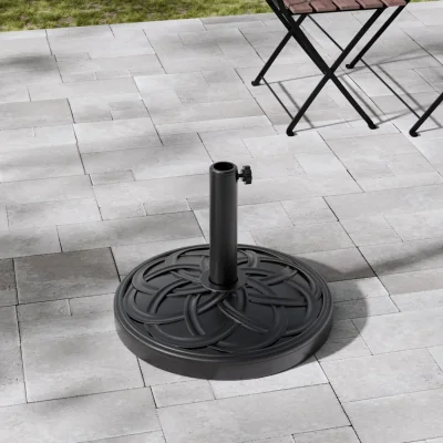 The Range Plastic and Cement Parasol Base - Black / Geometric Leaf