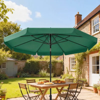 The Range Outsunny 3 m Garden Parasol with Tilt & Crank, UPF30+ Outdoor Table Umbrella - Green