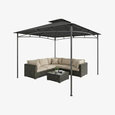 The Range Outsunny¿3 x 3 m Gazebo, Outdoor Gazebo Canopy with 2-Tier Roof - Dark Grey