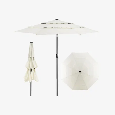 The Range 3-Tier Patio Parasol Double Vented Umbrella - White