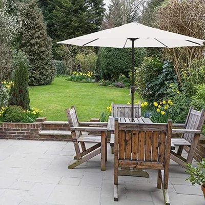 The Range GlamHaus Garden Parasol Umbrella Cream With Protective Cover - Cream