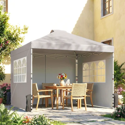 The Range Outsunny Pop Up Canopy Waterproof Height Adjustable 3 x 3 m - Grey