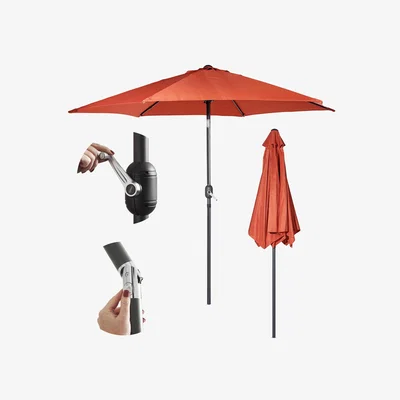 The Range 2.7m Garden Outdoor Parasol with Hand Crank and Tilt - Orange