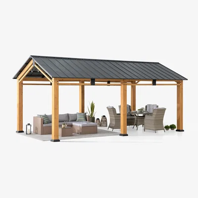 The Range Cedar Wood Gazebo Diran - 6.03m x 3.36m, Anthracite -  Anthracite
