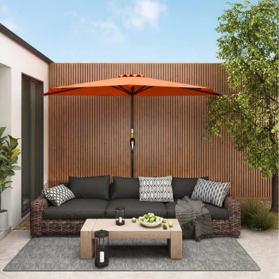 The Range Outsunny Half Round Parasol Balcony Sun Shade - Orange