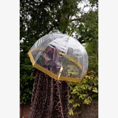 Rockett St George Clear & Gold Domed Umbrella