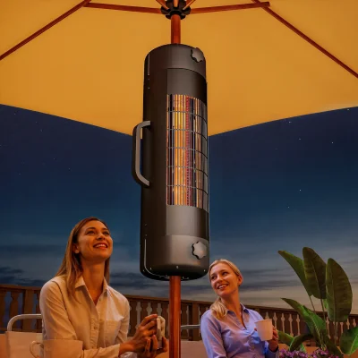 The Range Outsunny Electric Parasol Mounted Patio Heater with 6 Coverage - Black