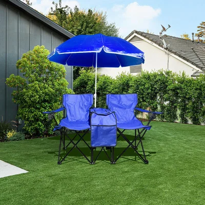 The Range Beach Chair and Parasol Set - Blue