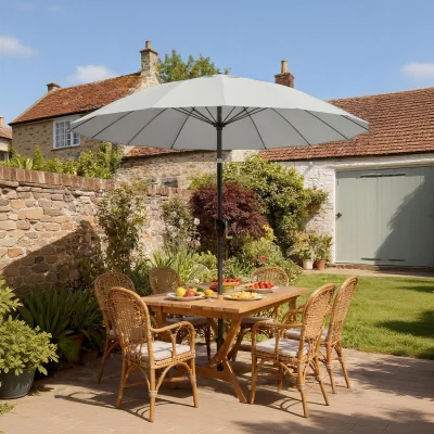 The Range Outsunny 2m Shanghai Garden Parasol Umbrella, Outdoor Sun Shade - Light Grey