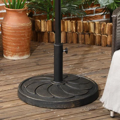 The Range 18kg Round Resin Garden Parasol Base Umbrella Stand - Bronze Tone