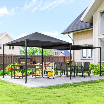 The Range Outsunny 3 x 3(m) Extendable Garden Gazebo Canopy with Wheels - Dark Grey
