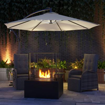 The Range Outsunny 3m LED Patio Banana Parasol With Crank Cross Base - Cream White / Aluminium Polyester Steel