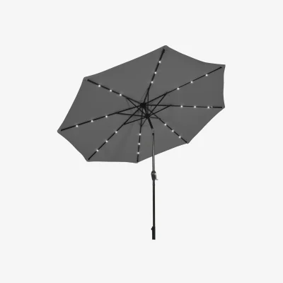 The Range Table Market Umbrella with Solar Powered LED Lights - Grey