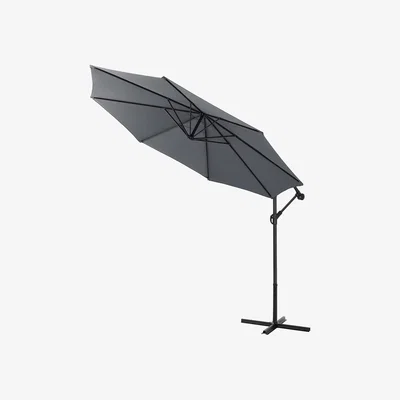 The Range 3M Cantilever Parasol and Cross Iron Base - Dark Grey