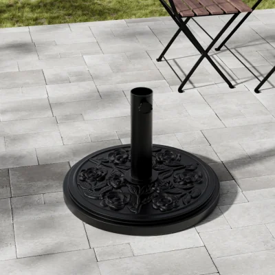 The Range Plastic and Cement Parasol Base - Black / Vine Motif