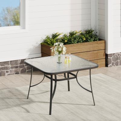 The Range Tempered Glass Outdoor Table with Parasol Hole - Black